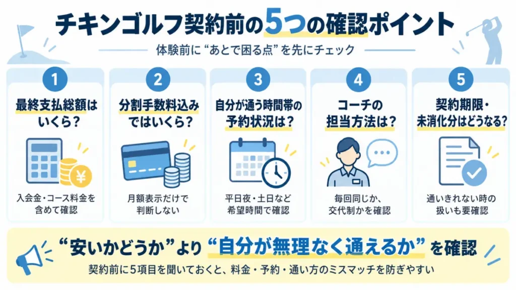 チキンゴルフ契約前に確認したい8つのポイント