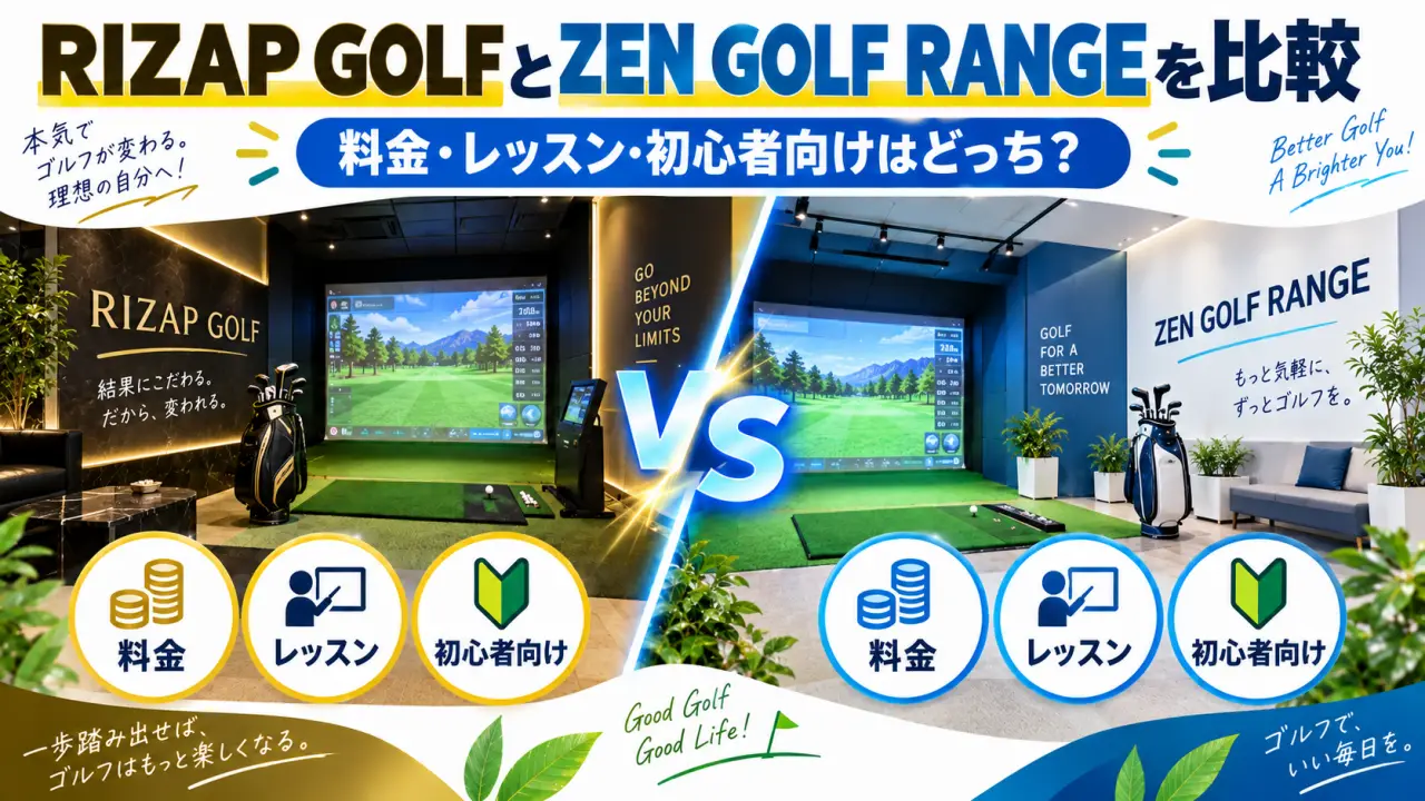 RIZAP GOLFとZEN GOLF RANGEを比較｜料金・レッスン・初心者向けはどっち？